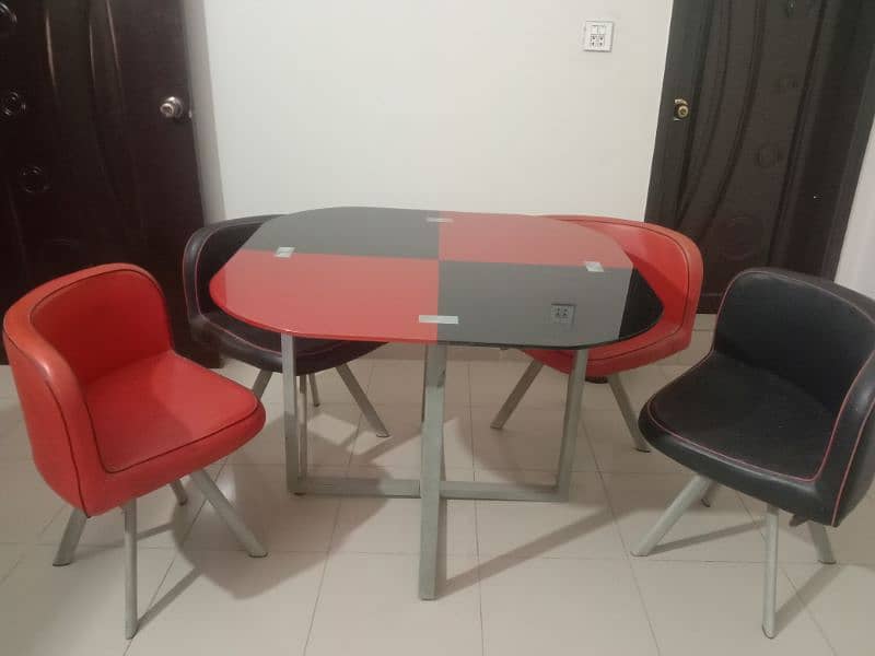 Glass Dinning Table 4 Chairs Imported 0