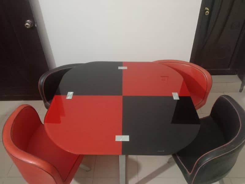 Glass Dinning Table 4 Chairs Imported 2