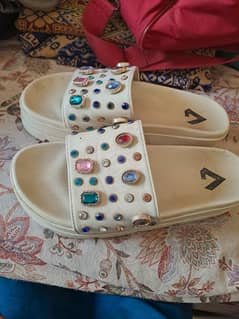 almas  brand embellished slides