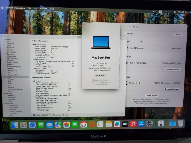 MACBOOK PRO 2020 M1 13" 16GB RAM 256GB SSD 0