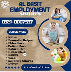 Maid, House Maids, Cook, Nurse, Driver, Patient Care, Domestic staff