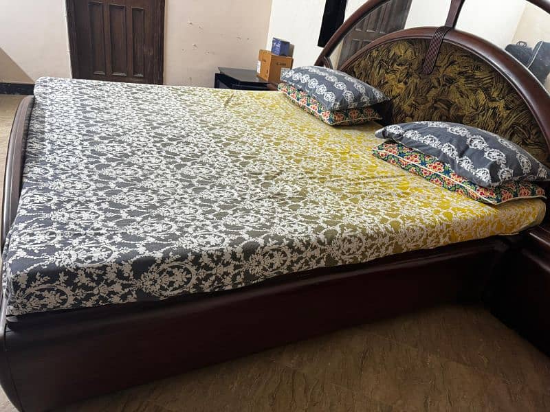 pure wooden bed with mattress/ side table 4