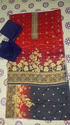 silk 3 PC net Duppata unstiched