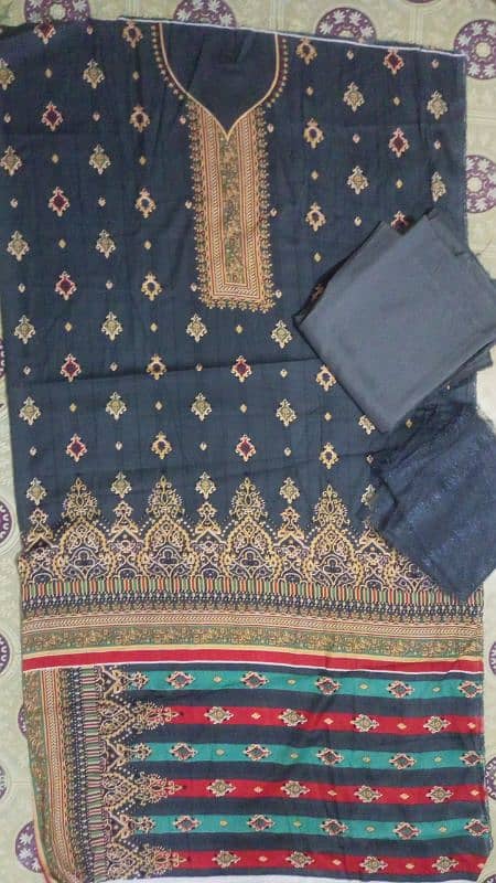 silk 3 PC net Duppata unstiched 6