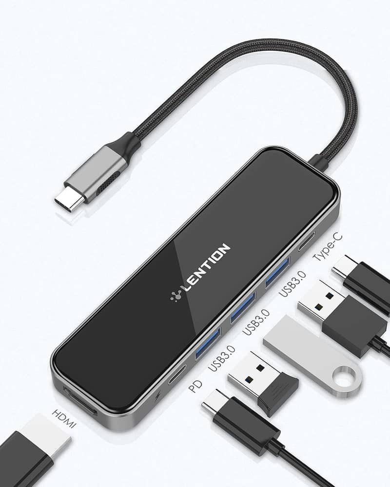 LENTION USB C Multiport Hub with 100W Power Delivery, 4K HDMI, 3 USB 3 1