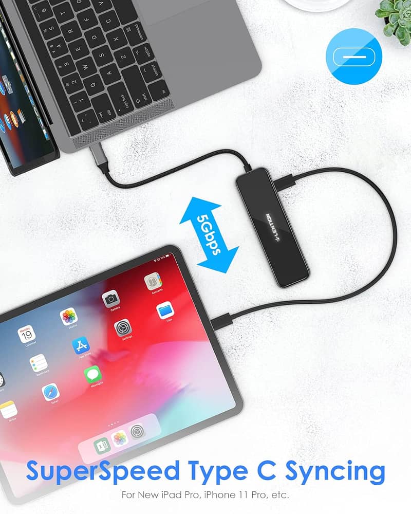 LENTION USB C Multiport Hub with 100W Power Delivery, 4K HDMI, 3 USB 3 6