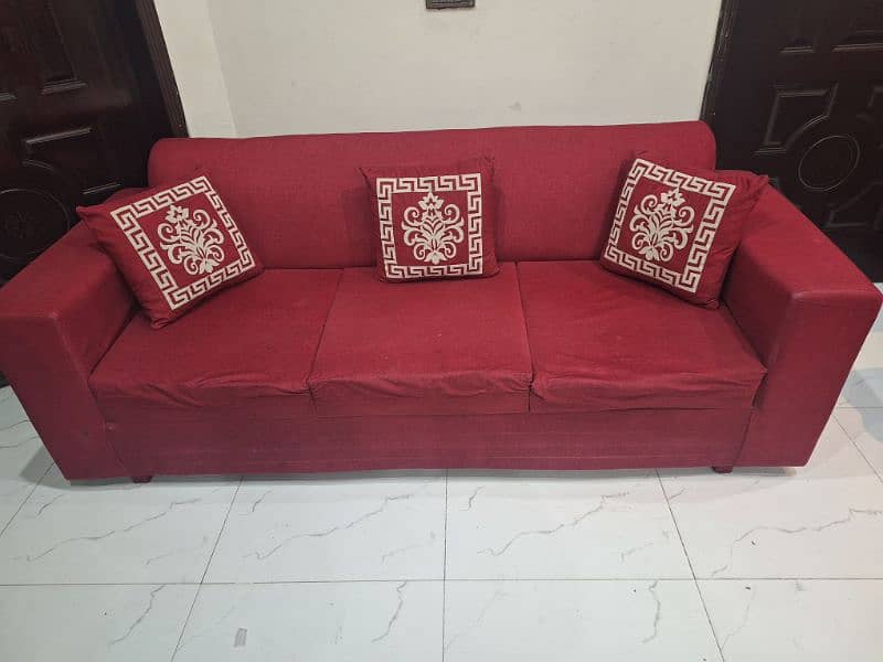 Sofa Set 3 2 1 with beautiful Maroon Fabric Poshish 0