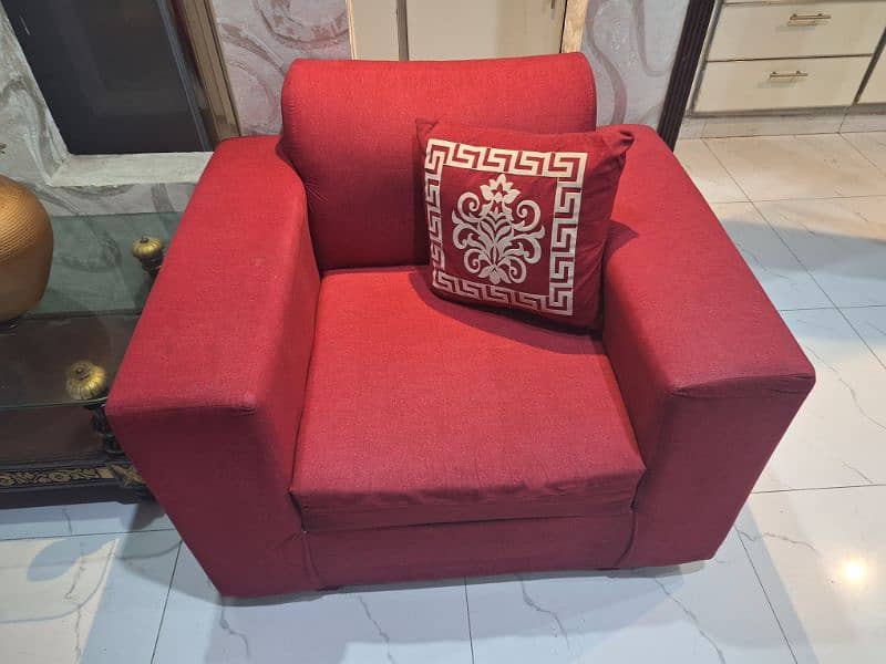 Sofa Set 3 2 1 with beautiful Maroon Fabric Poshish 1