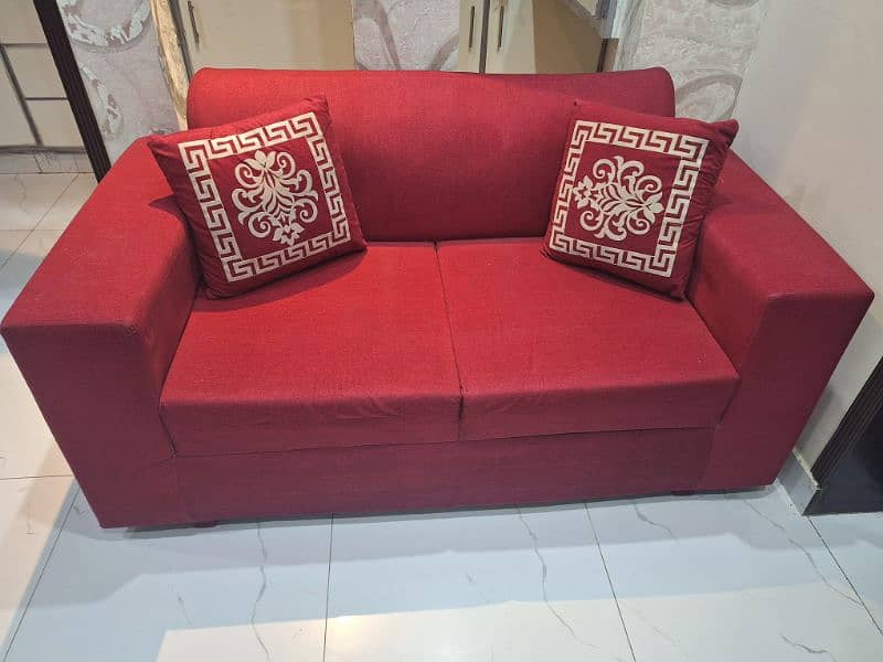 Sofa Set 3 2 1 with beautiful Maroon Fabric Poshish 2