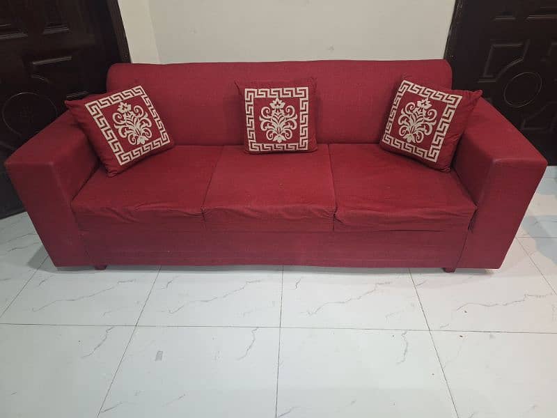 Sofa Set 3 2 1 with beautiful Maroon Fabric Poshish 3