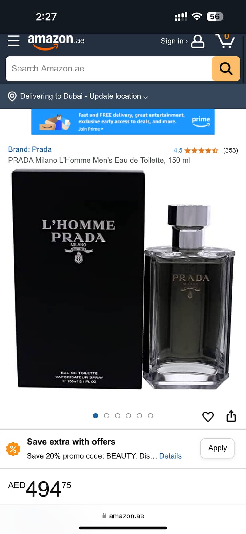 Prade la homme mens perfume - 150ml 1