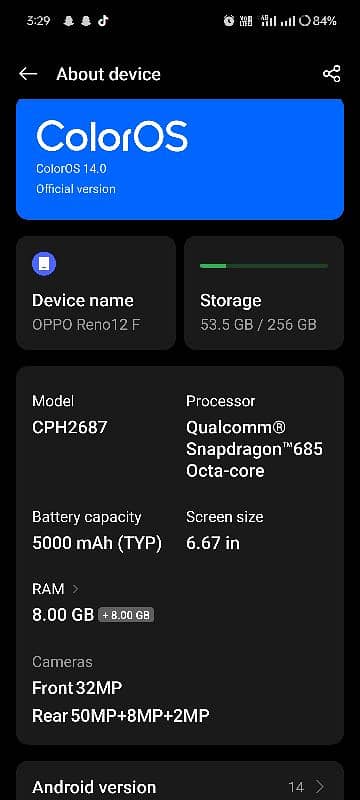 Oppo Reno 12f mobile for sell with 7 to 8 months warranty 6