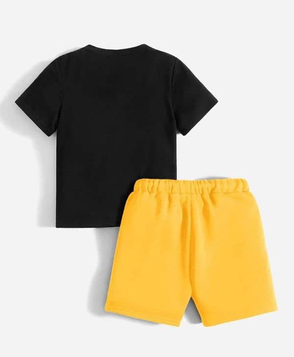 2 - Pcs Stitched Cotton Tee Shirt And Cotton Shorts 1