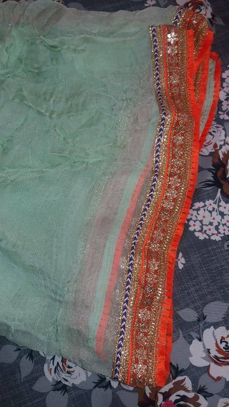 embroidery forck light peach golden green mix colour 2