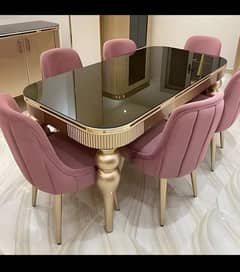 dining table/wooden table/6 seater dining/glass on top/shesham wood