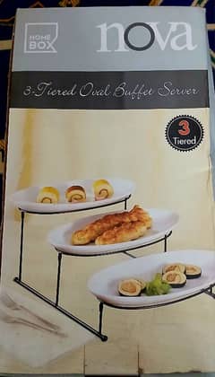 Buffet tray food serving three tier