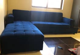 Blue L shaped Sofa