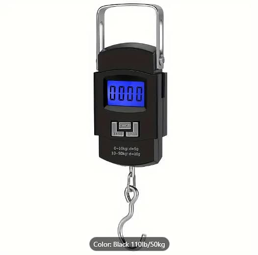 1pc Digital Fish Scale, Hanging Scale, 110lb/50kg Luggage Scale. 0