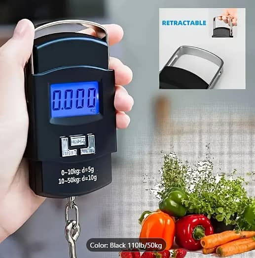 1pc Digital Fish Scale, Hanging Scale, 110lb/50kg Luggage Scale. 6