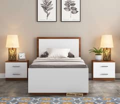 Bed Set - Bedroom Set -Single Bed - Wooden Bed - Bed with Side Table