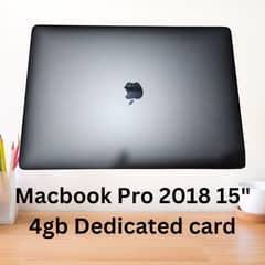 MacBook Pro 2018 - 15 Inch, Core i7, 16GB RAM, 256GB SSD, 4GB Dedicate