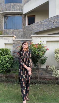 women 2 pc linen stitched