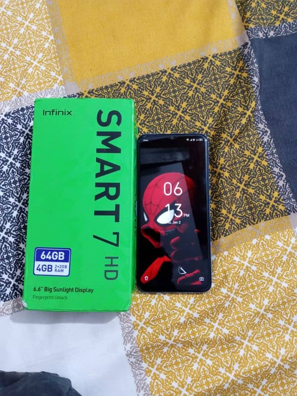 infinix smart 7 hd pta approved with box ram. rom 4.64 all ok. mobile 0