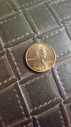 penny Lincoln 1994 antique coin one cent dollar