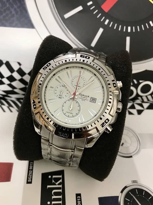 OMAX ORIGINAL-CHRONOGRAPH-NEW WATCH-WITH BOX & ALL ACCESSORIES-RADO 4