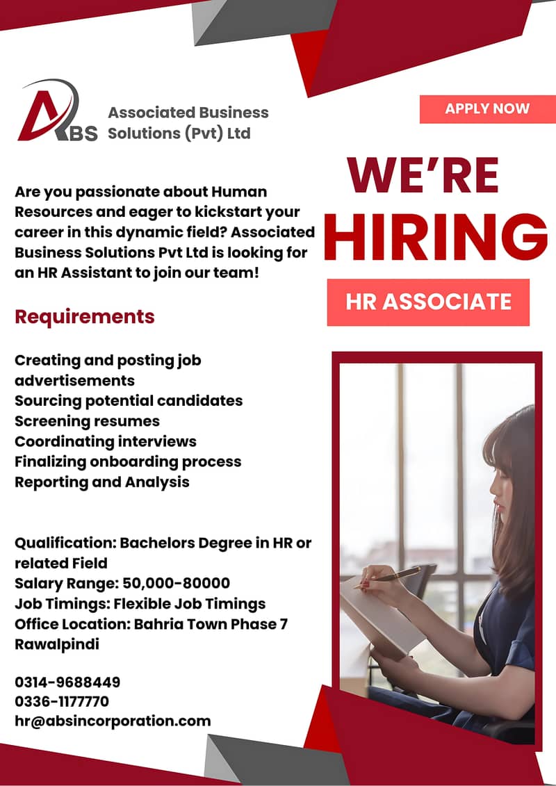 We Are Hiring HR Associate 0