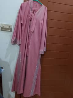 fancy stones pink abaya