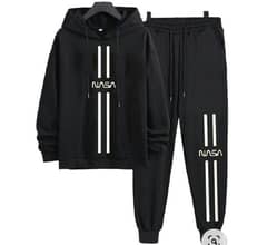 Men's Black Polyester Track Suit - 2pc