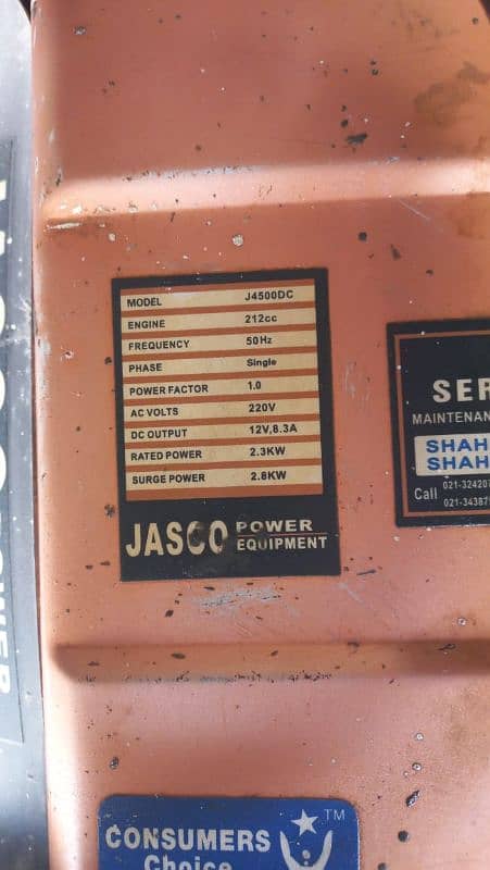 urgent sale Jasco generator like new hai 4