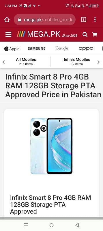 Infinix smart 8pro 0