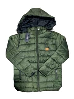 Men’s Parachute Puffer Jacket -1 Pc Hooded Neck -Green- Stylish & Warm