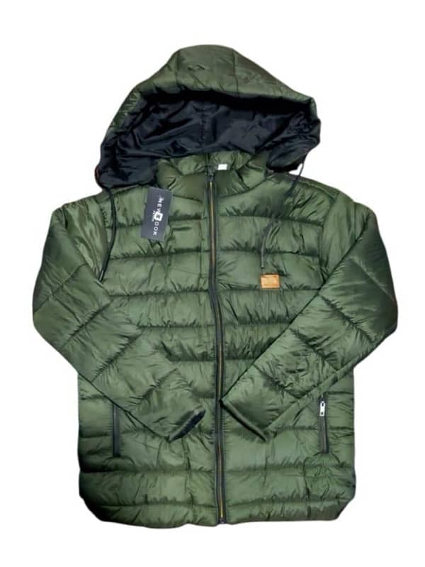 Men’s Parachute Puffer Jacket -1 Pc Hooded Neck -Green- Stylish & Warm 0