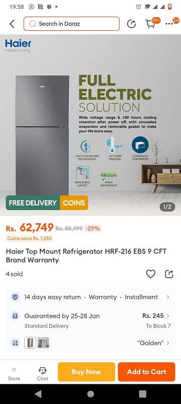 Haier Model  HRF-216  Fridge having 5yrs Warranty 4