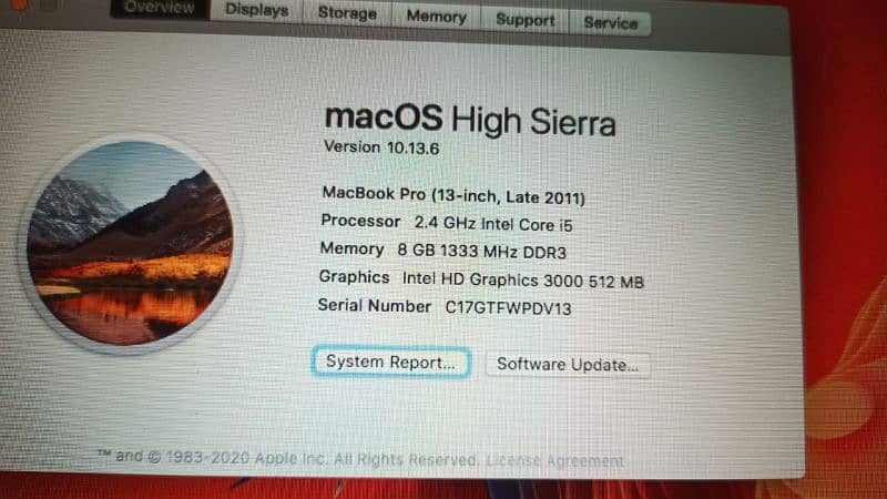 MacBook pro mac os high sierra 8/512gb 1