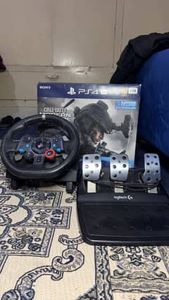 PS4 PRO 1TB CONSOLE + logitech g29 steering wheel