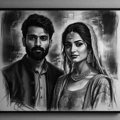 Order Realistic couple Pencil & Charcoal Sketch in Pakistan