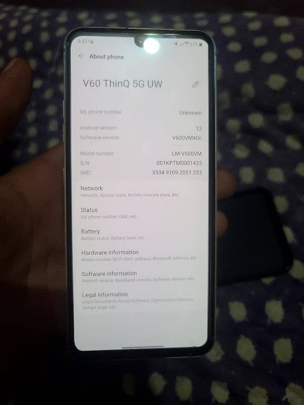 lg v60 think 5g verizon with charger no exchange 7