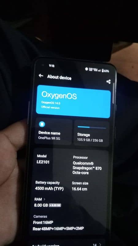 OnePlus 9R 8/256 PTA Approved Dule SIM Condition 10by10 only sale 2