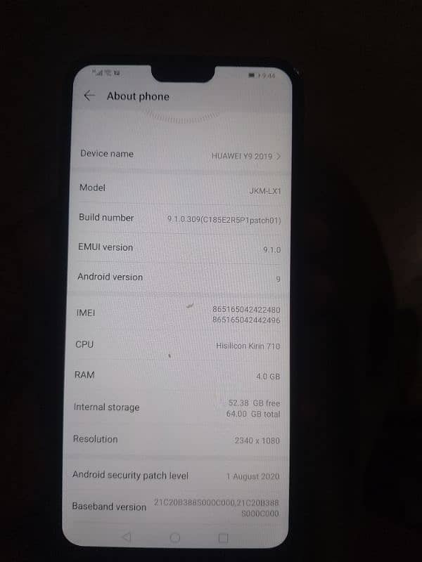 Huawei y9.2019.  pta approve. 4/64 3