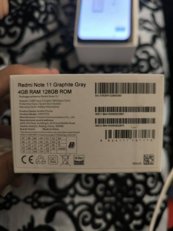 Redmi note 11 pta approved for sale 4/128 graphite grey box and phone 8