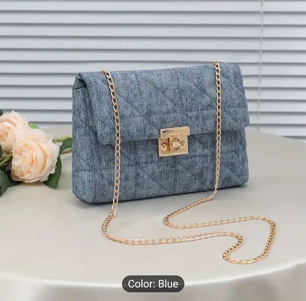 Lock buckle embroidered bag and versatile Women's denim bag 0