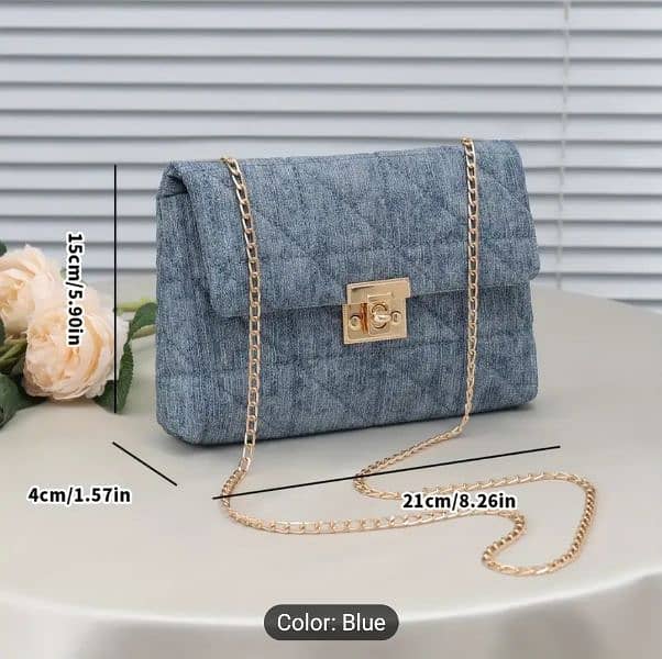 Lock buckle embroidered bag and versatile Women's denim bag 2