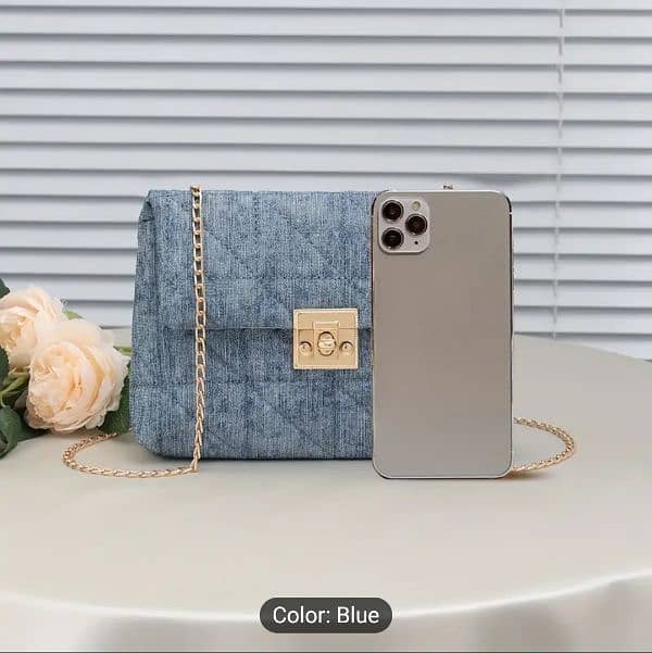 Lock buckle embroidered bag and versatile Women's denim bag 5