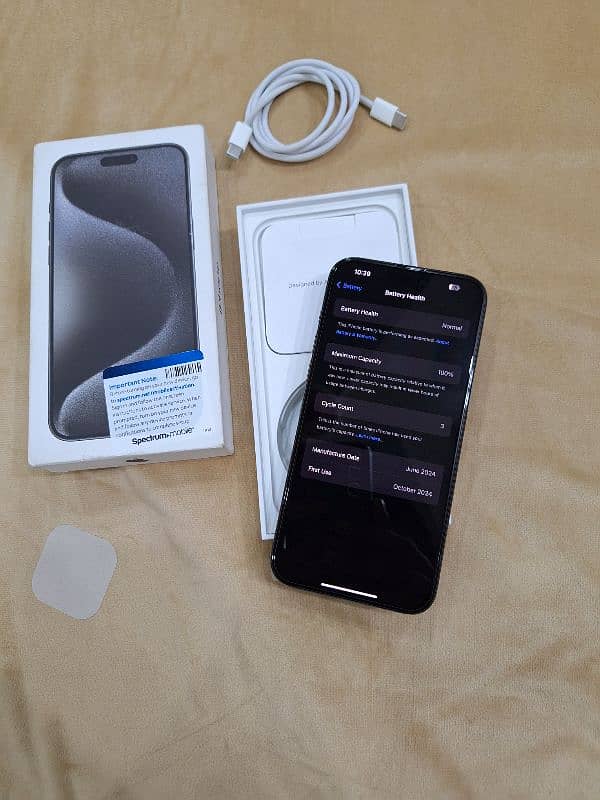 i phone 15 pro max 256GB jv black color 100/100 5