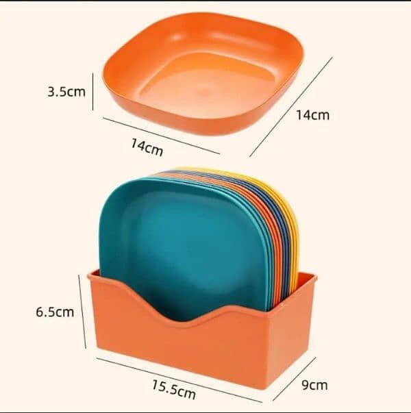 Vibrant Multicolour Plastic Square Plates Set Of 10 2