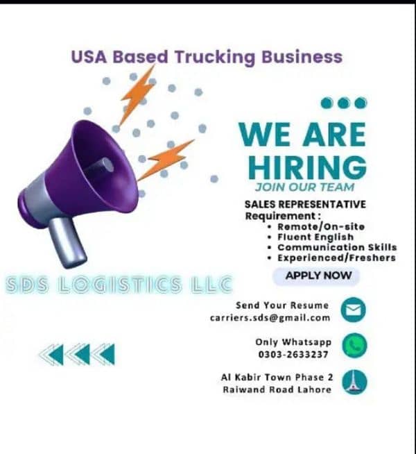 Looking For Experienced Slaes agent for our Truck Dispatch Campaign 0